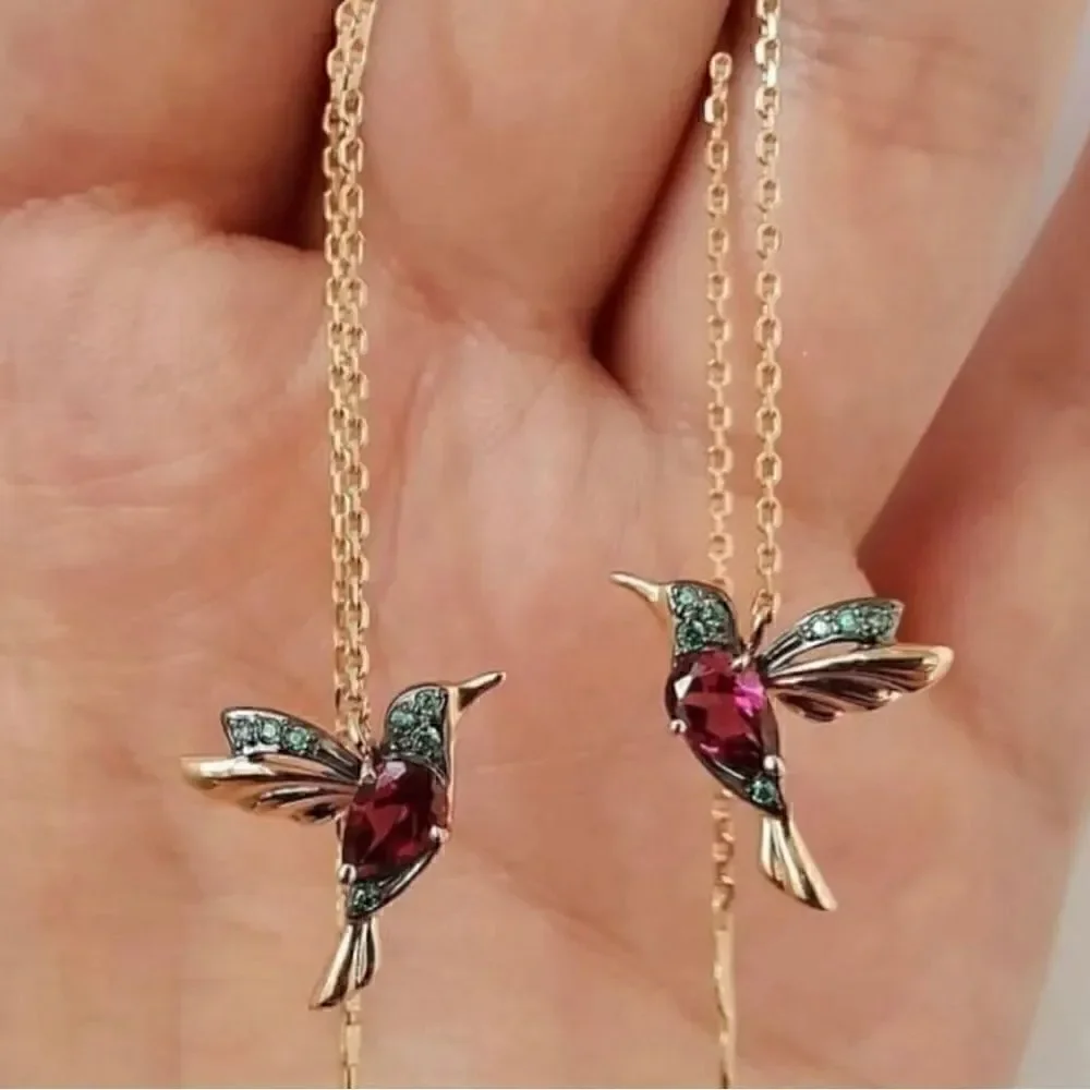 🐦 Betsey Johnson beautiful bird on a chain dangle earrings 🐦